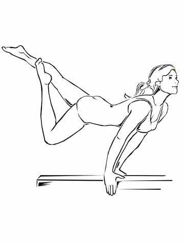 Balance Beam Artistic Gymnastics Coloring Page